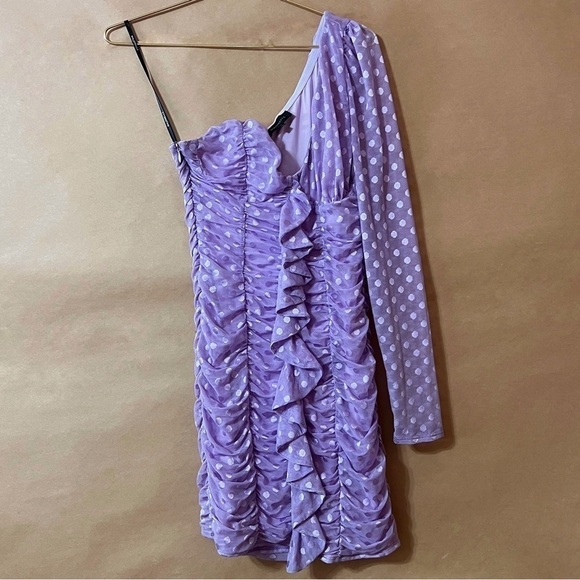 MAJORELLE Dresses & Skirts - Majorelle | Karissa Mini Dress One Shoulder Ruffle Ruched Amethyst Purple Size M